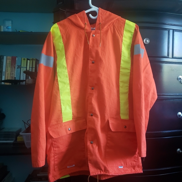 High Visibility Safety Jacket, Button-Up with Hood - Picture 2 of 15